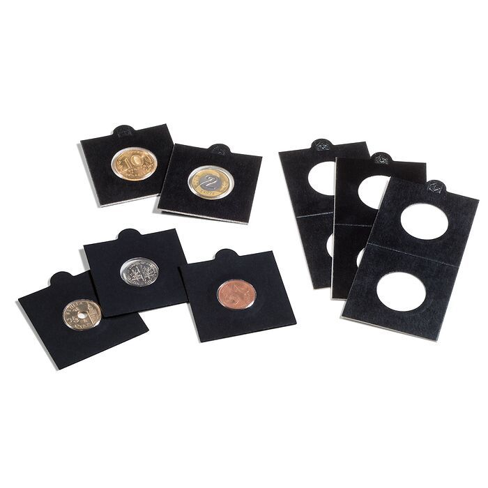MATRIX coin holders, black, inside Ø 30 mm, self-adhesive, pack of 25