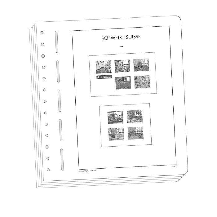 Lighthouse Illustrated album pages with stamp mounts Switzerland 2015-2019