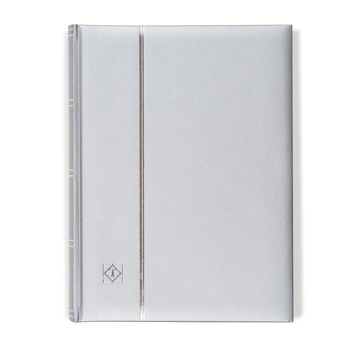 Stockbook COMFORT, Din A4, 64 chamois-colored pages, padded cover, silver