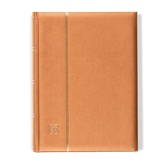 Stockbook COMFORT, Din A4, 64 chamois-colored pages, padded cover, bronze