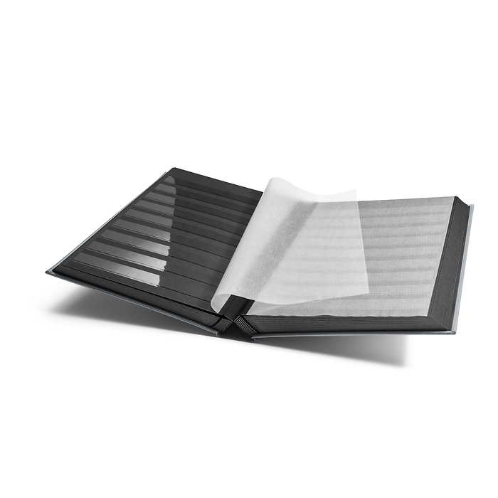 Stockbook COMFORT, Din A4, 64 black pages, padded cover, silver