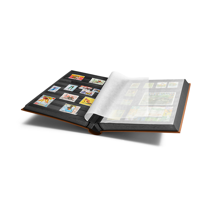 Stockbook COMFORT, Din A4, 64 black pages, padded cover, bronze