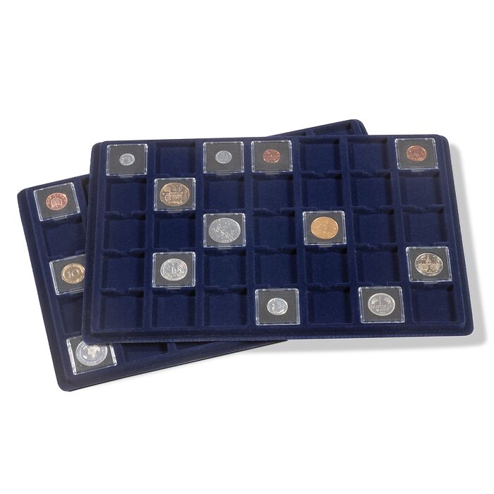 Coin tray L for 35 coins up to 38 mm Ø, blue, pack of 2