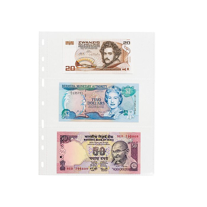 OPTIMA EASY plastic sheets, 3 horizontal pockets, PP, clear, pack of 50