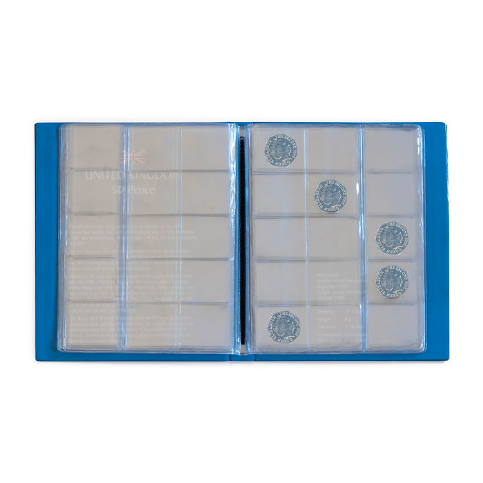 Pocket album KASKADE UK for 50 Pence with 6 permanently bound sheets