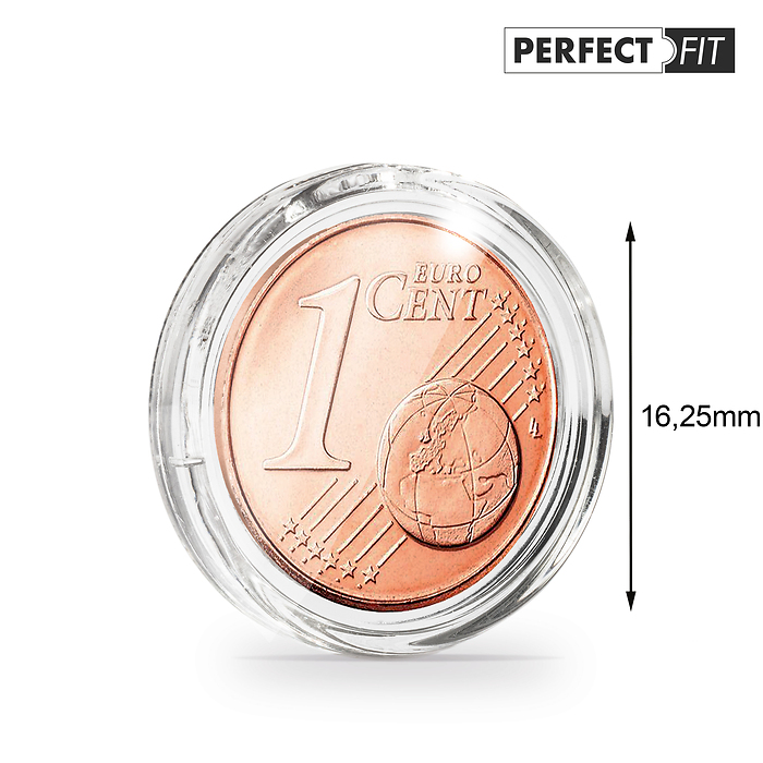 ULTRA coin capsules Perfect Fit for 1 Euro-Cent (16,25 mm),  pack of 10