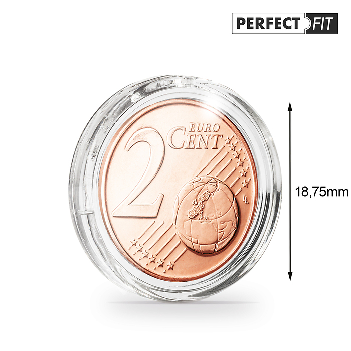 ULTRA coin capsules Perfect Fit for 2 Euro-Cent (18,75 mm),  pack of 10