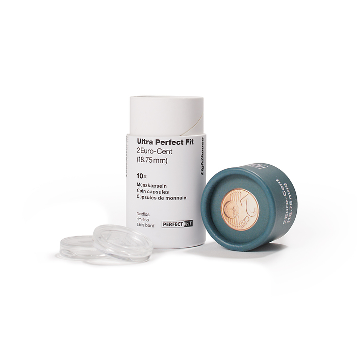 ULTRA coin capsules Perfect Fit for 2 Euro-Cent (18,75 mm),  pack of 10