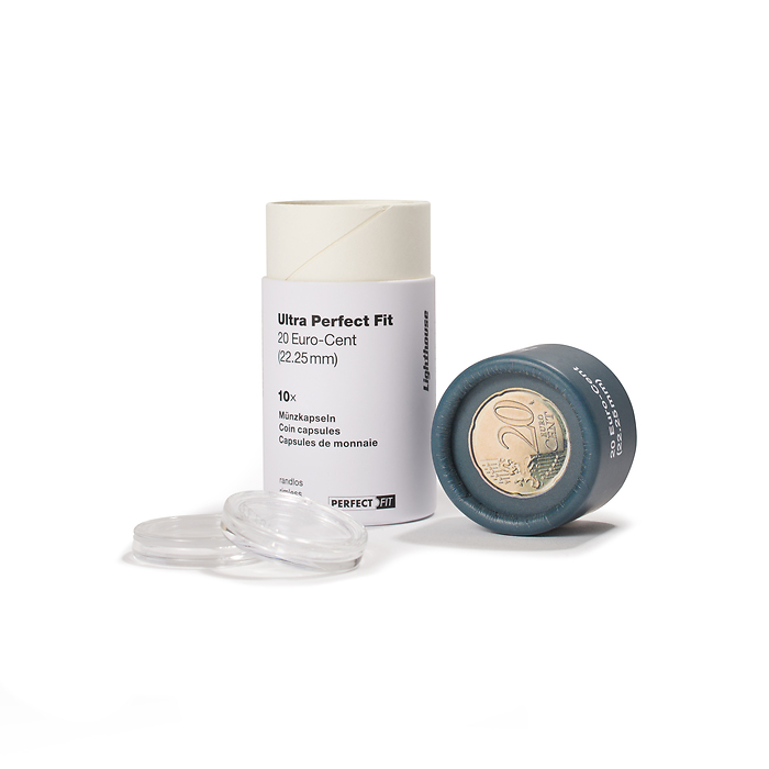 ULTRA coin capsules Perfect Fit for 20 Euro-Cent (22,25 mm), pack of 10