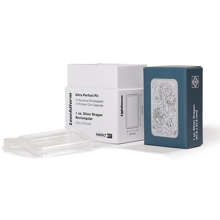 ULTRA coin capsules Perfect Fit for 1 oz. Silver Dragon (47.6 x 27.6 mm), pack of 10