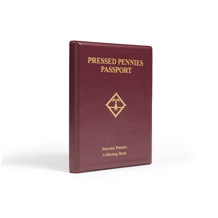 Passport travel album for 32 Pressed Pennies, pack of 20, including display