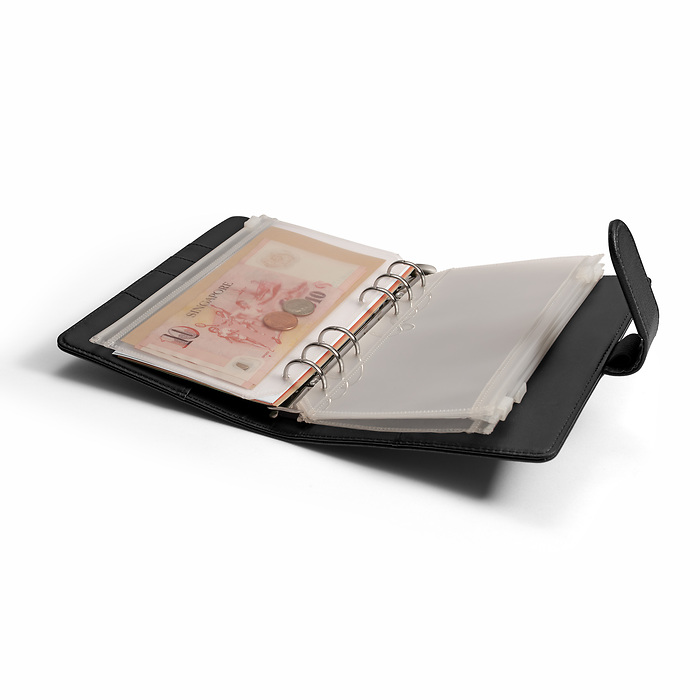 Tokyo Black - Travel Money ring binder incl. 5 zip pockets