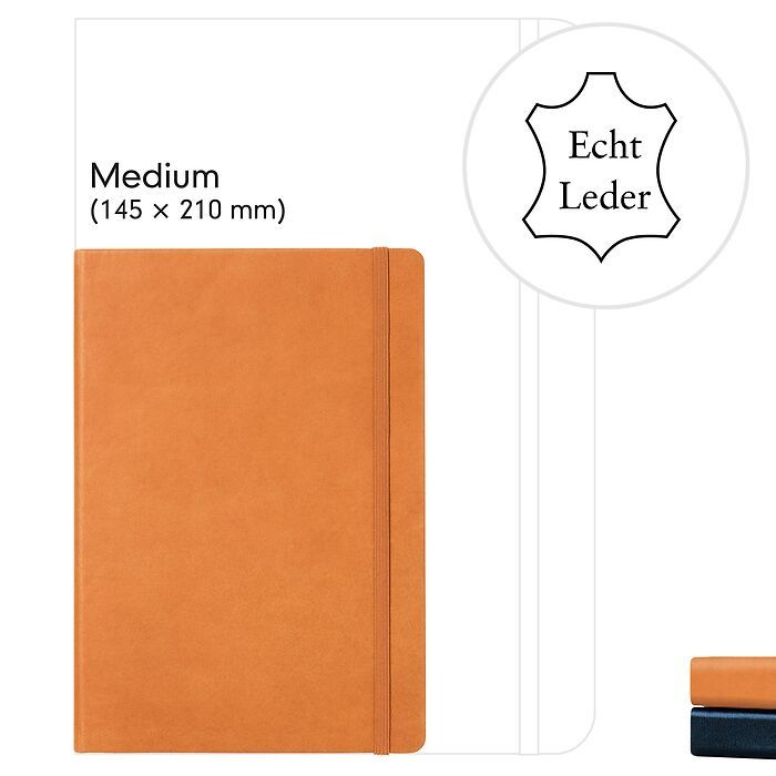 Genuine leather Notebook Medium (A5), Hardcover, 249 numbered pages