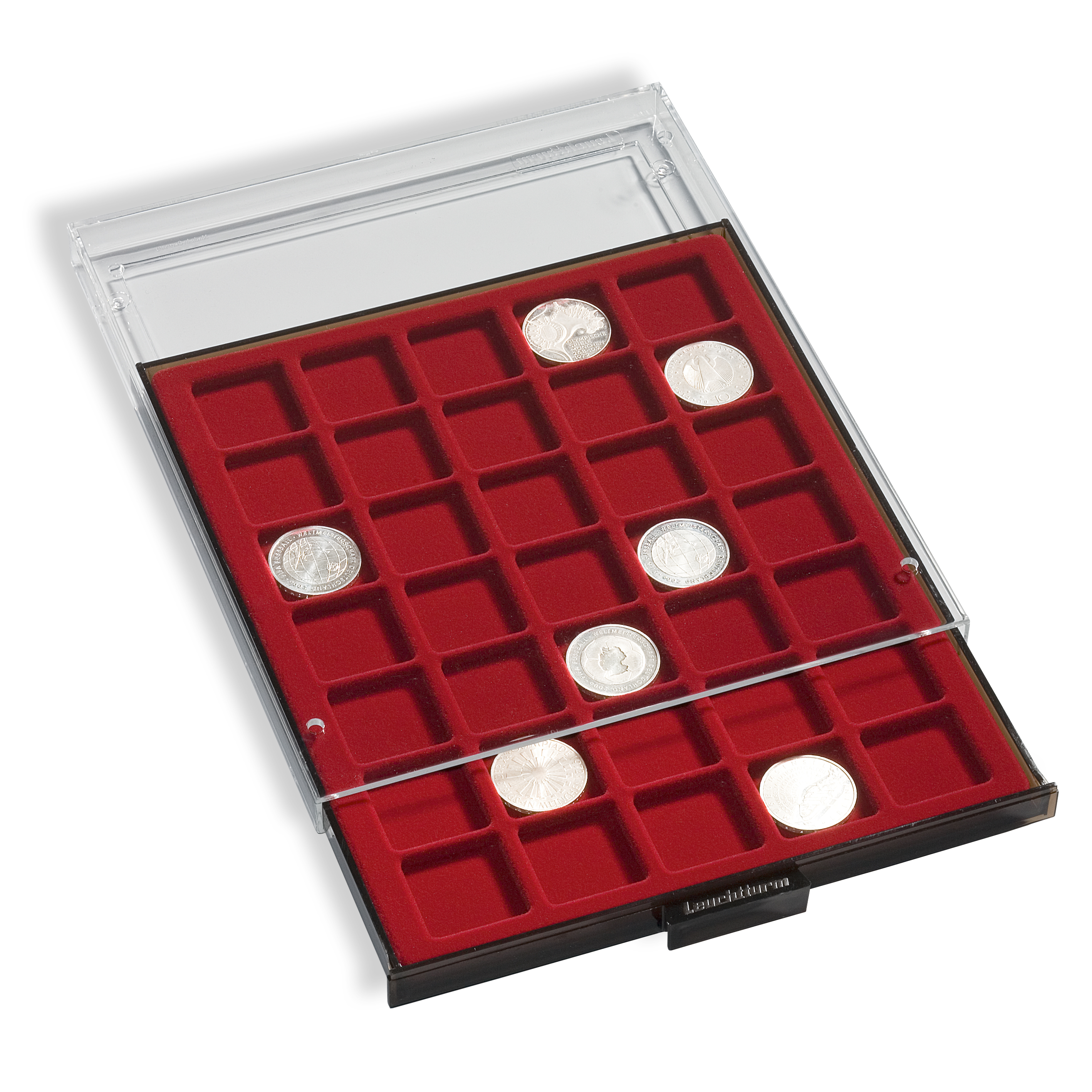 Coin boxes with square compartments at Lighthouse Canada
